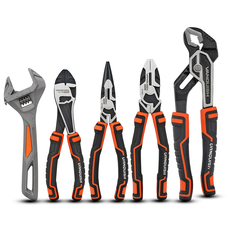 5-PIECES PLIERS AND AD WRENCH SET